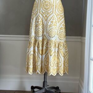 MINKPINK Yellow and White A-Line Skirt